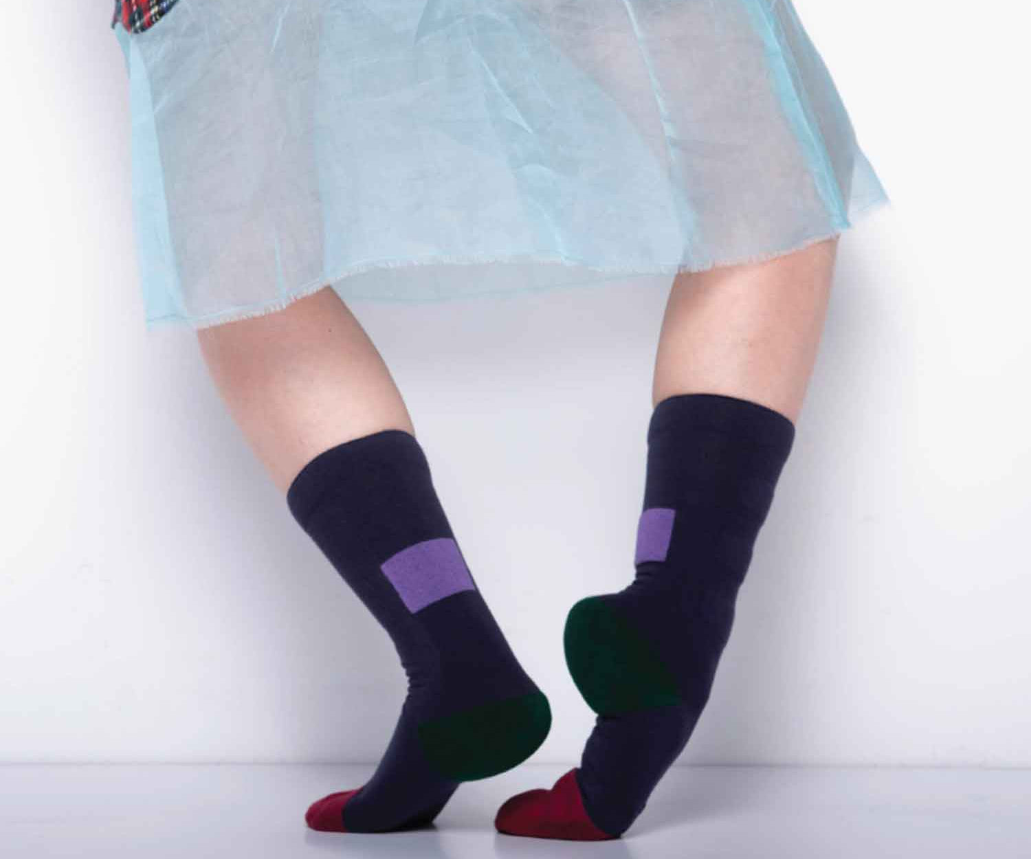 My Inner Beauty : MINDA | Reversible Patterned Socks (Biking Red &amp; Dark Blue)