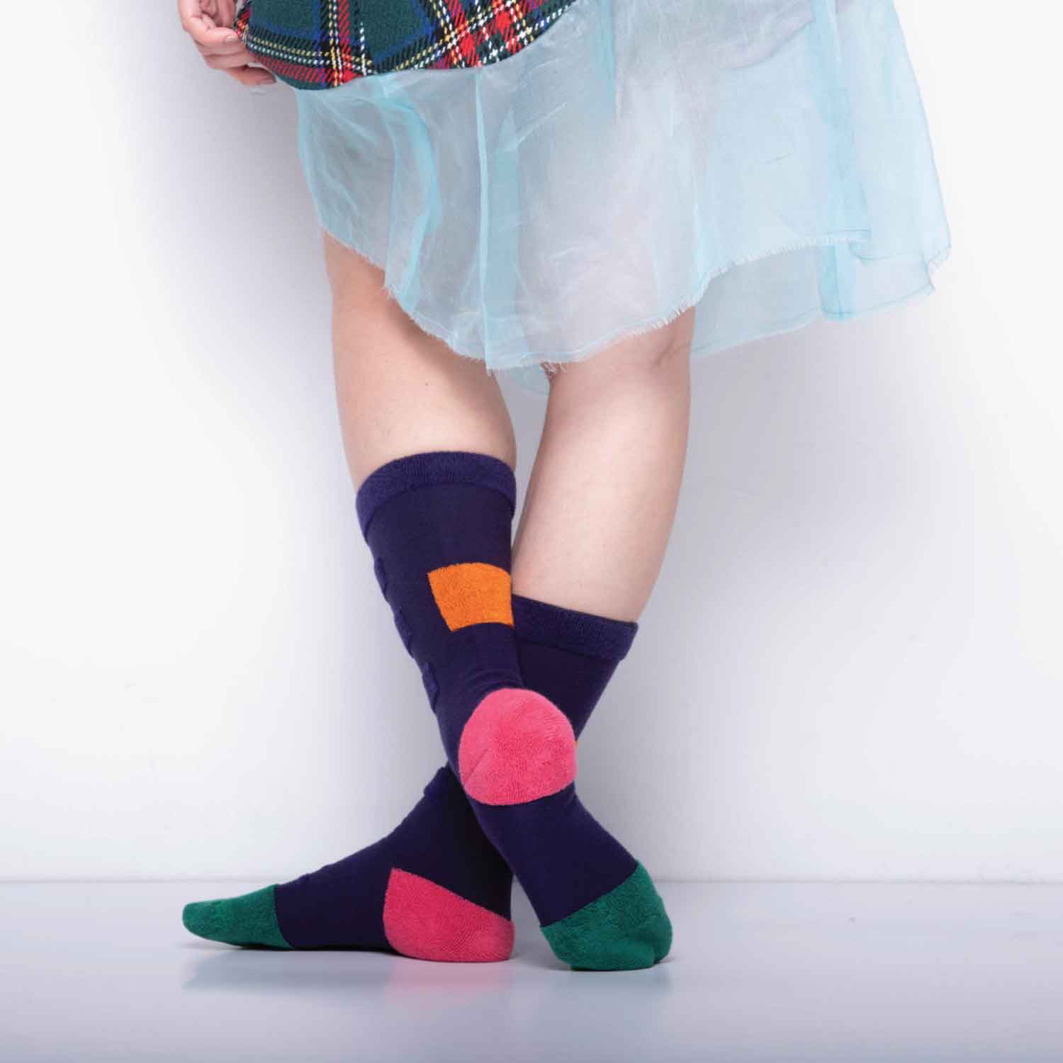 My Inner Beauty : MINDA | Reversible Patterned Socks (Fern Green &amp; Purple)