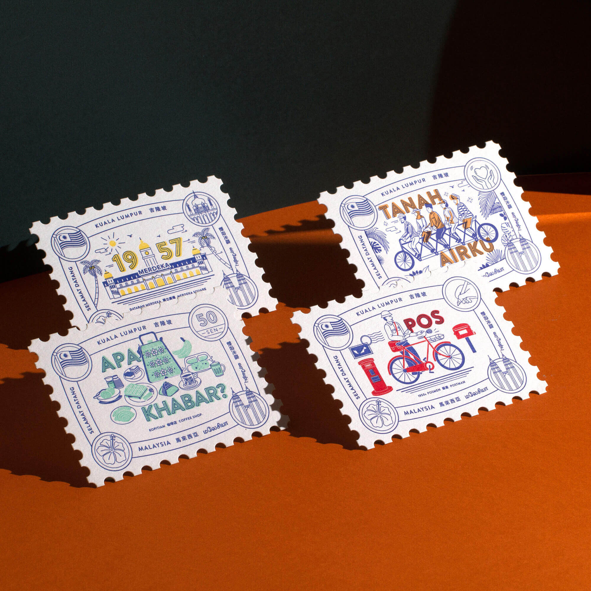 TAP Set of 4 Stamp Postcards